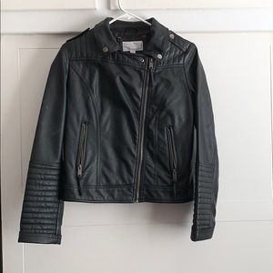 black leather jacket